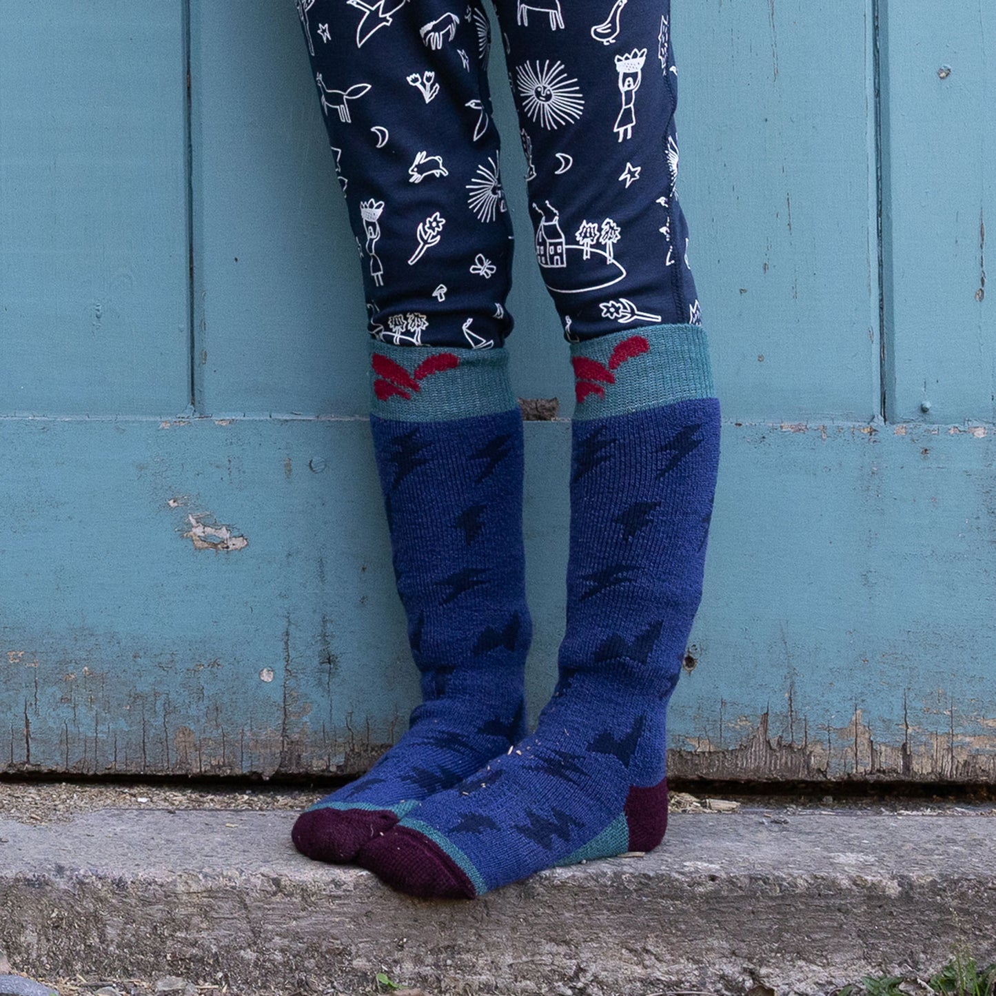 Puddlestomper Welly Socks Blue Lightning