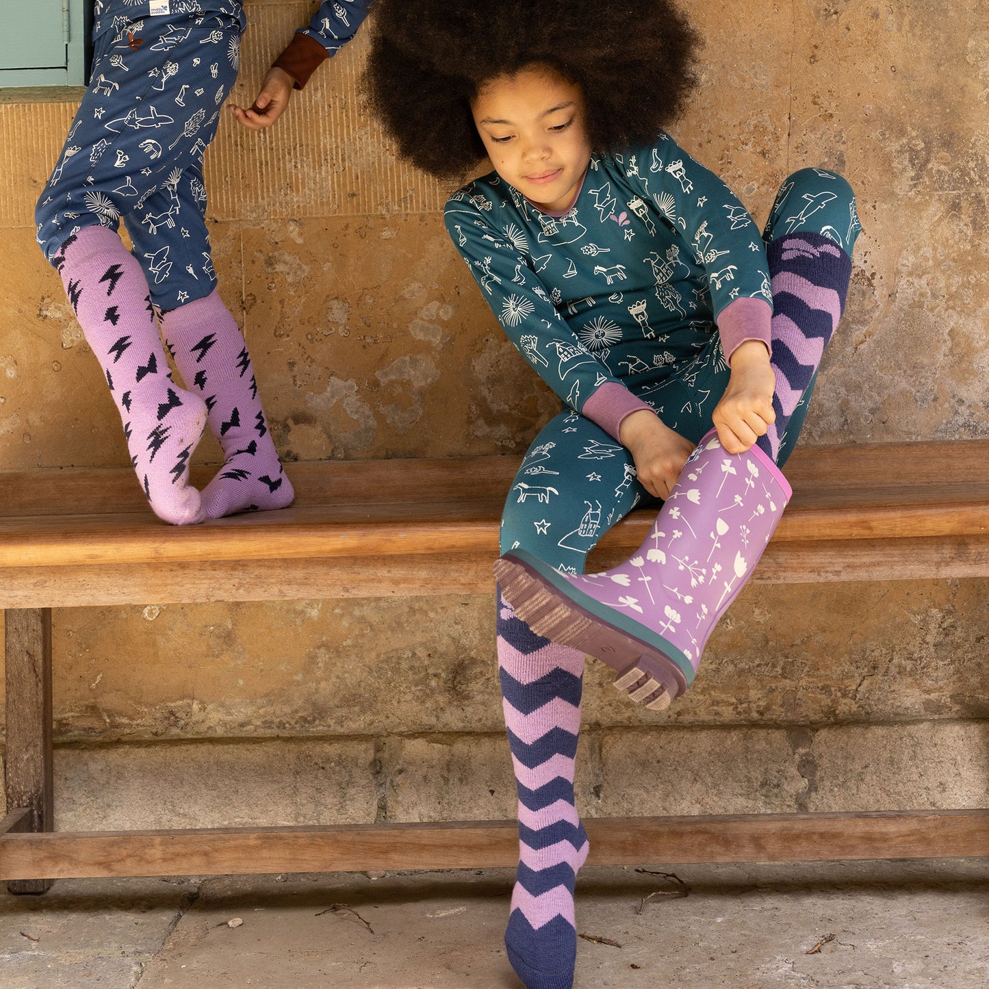 Puddlestomper Twin Pack Socks Pink Blue