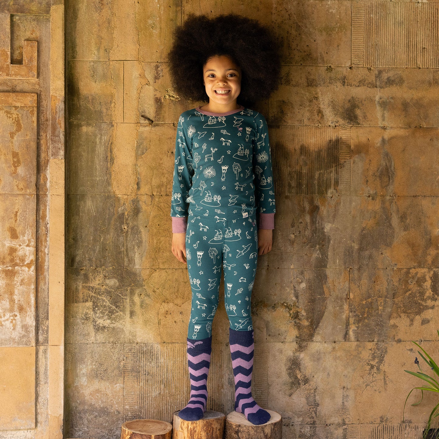 Kids Thermal Leggings Green