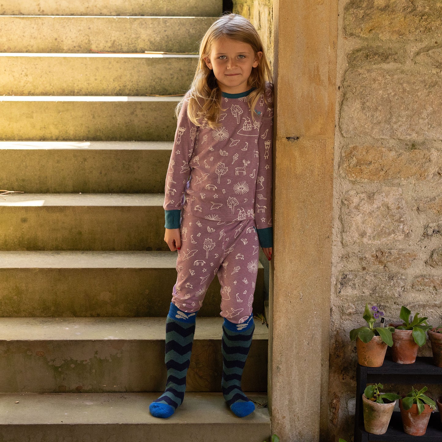 Kids Thermal Leggings Dusty Lilac