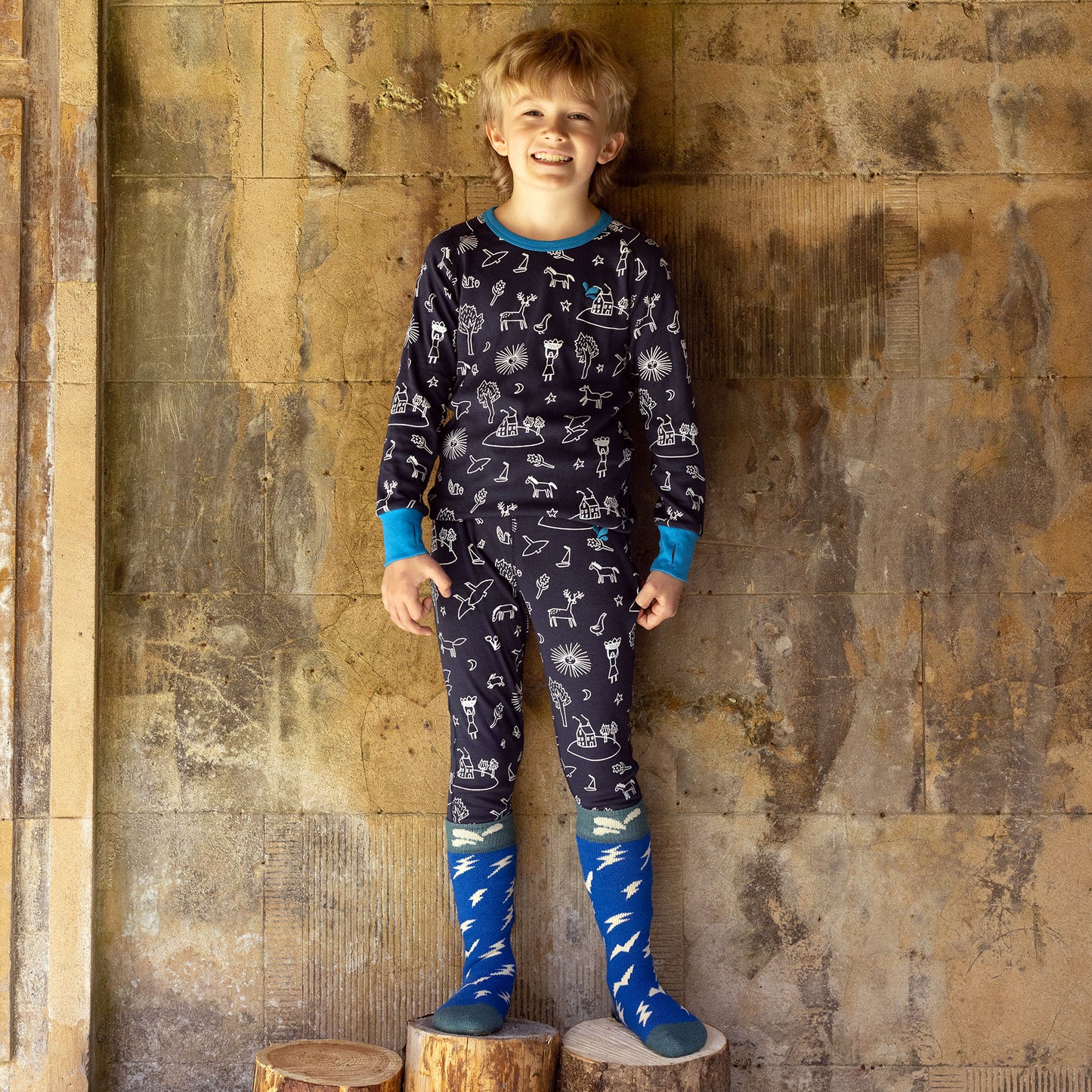 Kids Thermal Leggings Navy