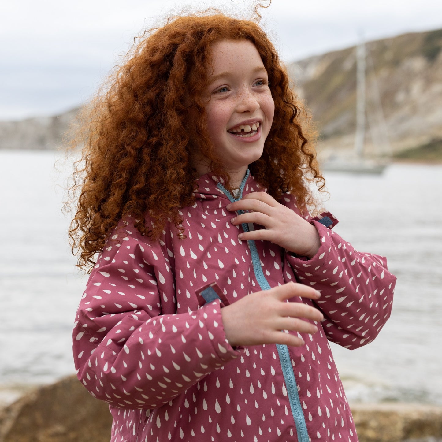 Waterproof Changing Robe Pink Raindrop