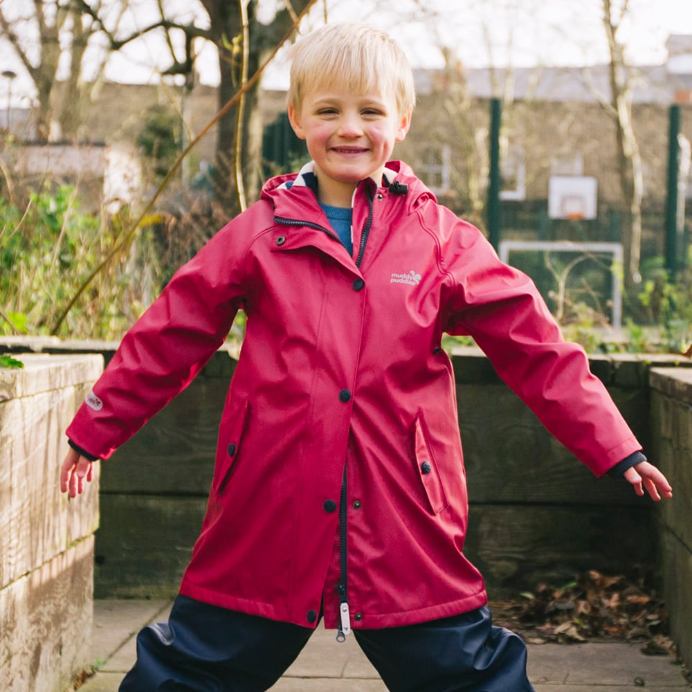 Puddleflex Waterproof Fleece Lined Jacket Red Muddy Puddles Children s Waterproofs