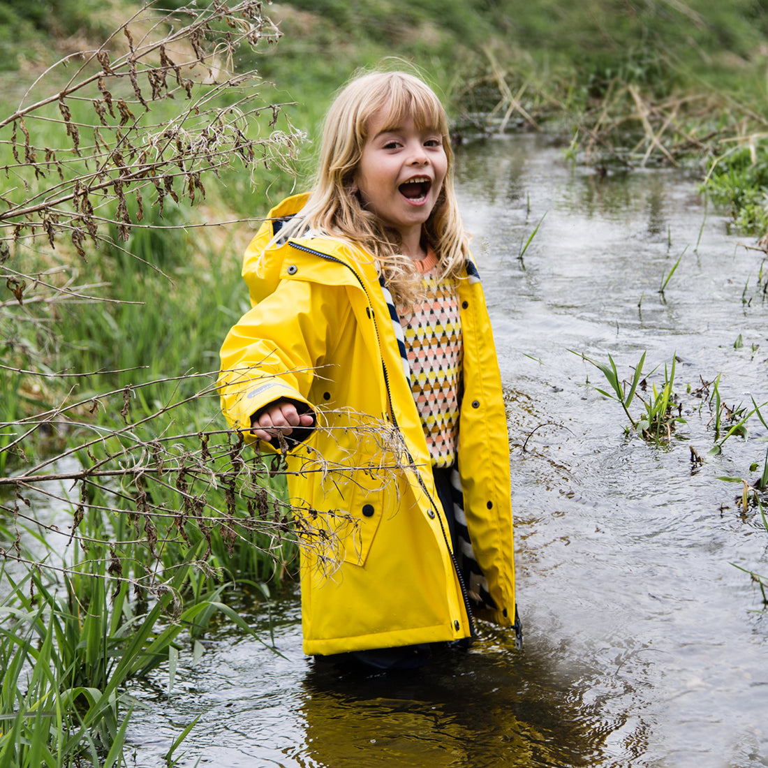 Puddleflex Waterproof Fleece Lined Jacket Yellow Kids Muddy Puddles