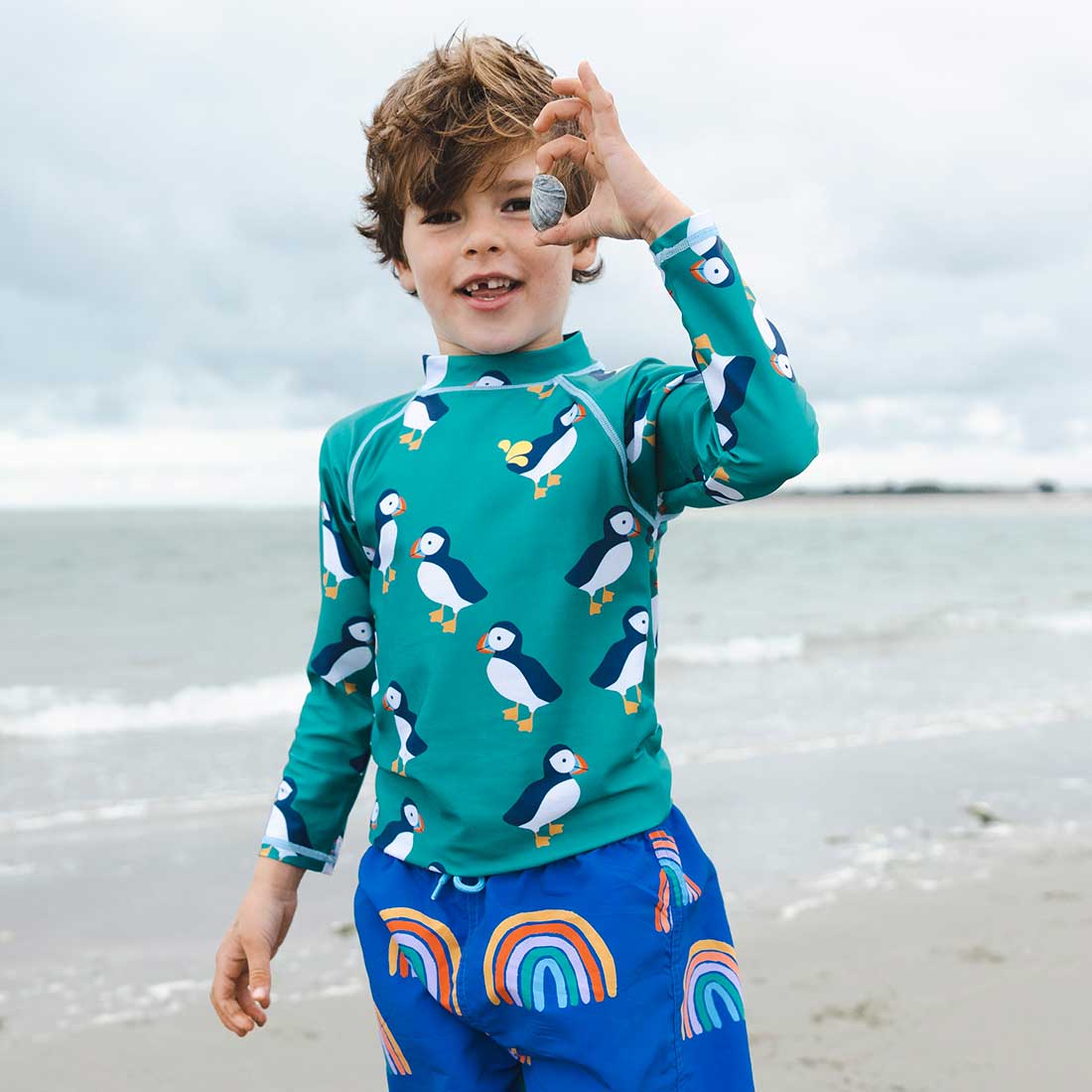 UV Protective Rash Vest Green - Muddy Puddles Kids Waterproofs & Swim