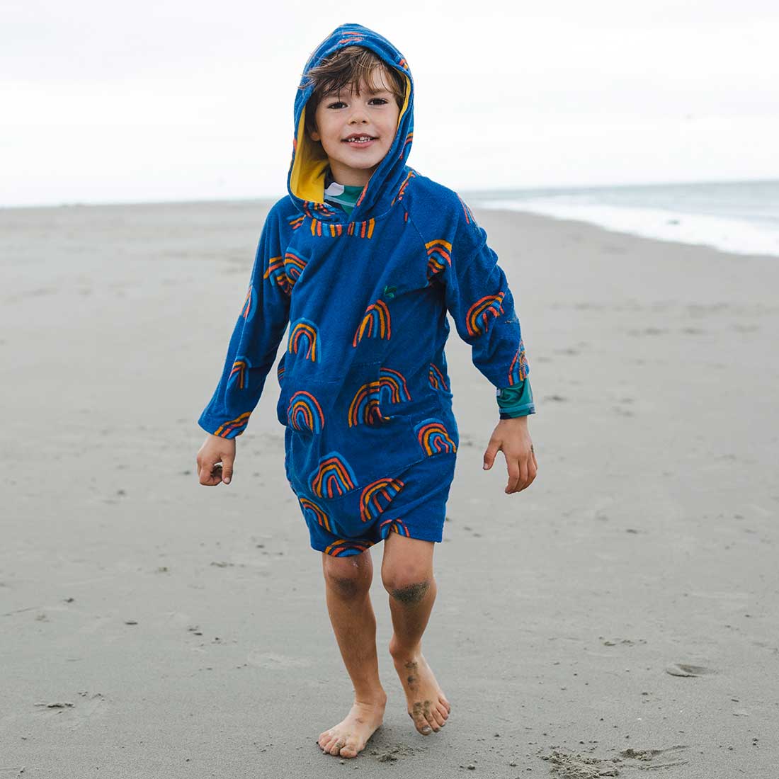 Towelling Poncho Blue